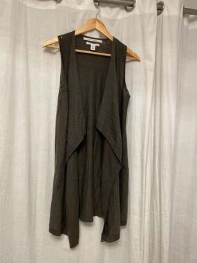 Max Studio 100% Extrafine Merino Wool Draped Open Front Vest Size M